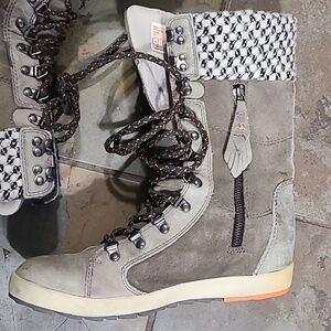 Cushe women's boho chill WP lace up Boots Tweed winter UWP1388 GREY SIZE 9